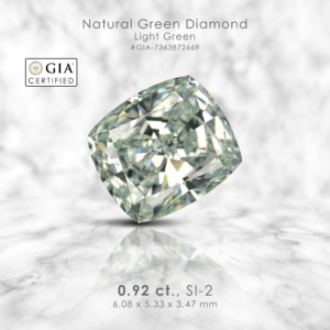 GIA Certified 0.92ct Light Green Loose Natural Diamond Cushion Solitaire 6.1x5.3mm Untreated