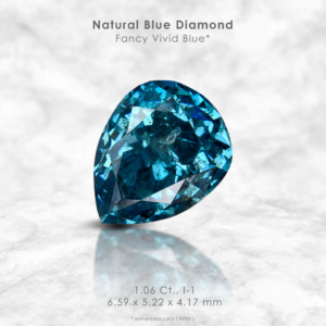 1.06 ct. Fancy Vivid Blue Loose Natural Diamond Pear Solitaire 6.6x5.2mm SUPER !