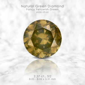 BIG 8mm 2.37ct Fancy Yellow Green Loose Natural Diamond Round Solitaire