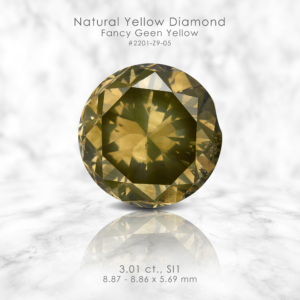 BIG 8.9mm 3.01ct Fancy Green Yellow Loose Natural Diamond Round Solitaire