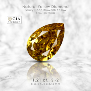GIA Certified 1.21 Ct. Fancy Brown Yellow Color Loose Natural Diamond Pear 8.7x5.7mm Untreated