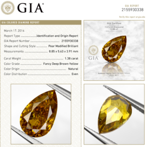 GIA Certified 1.38 Ct. Fancy Brown-Yellow Loose Natural Diamond Pear Solitaire