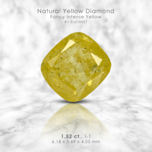 1.52ct Fancy Intense Yellow Natural Diamond Cushion Solitaire 6.2x5.7mm Untreated
