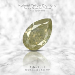 2.06ct Fancy Geen Yellow Loose Natural Diamond Pear Solitaire 10.2x6.5mm Untreated